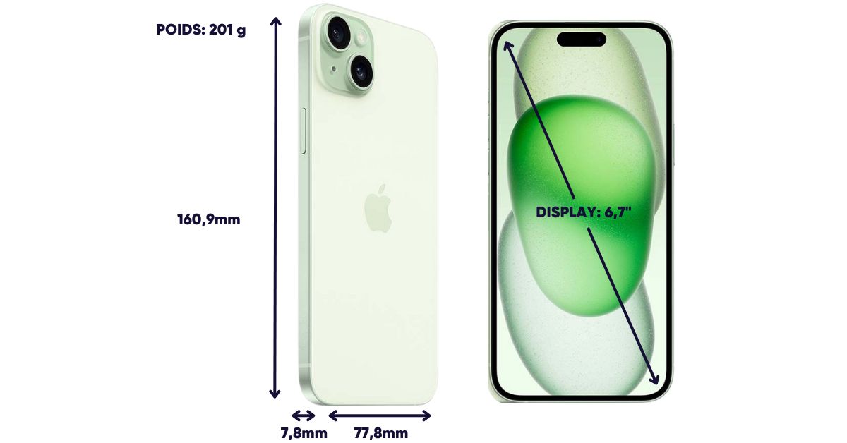 Dimensiones y peso iPhone 15 Plus